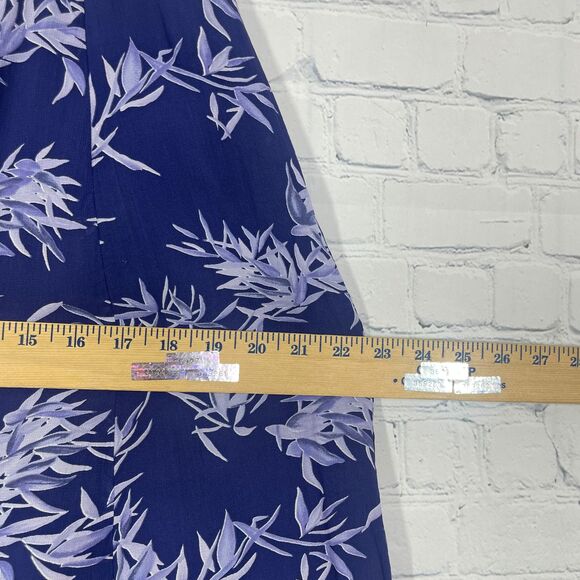 J McLaughlin Size 6 Navy Flowy A-Line Skirt Bamboo Leaf Print Coastal Tiered - Picture 11 of 13